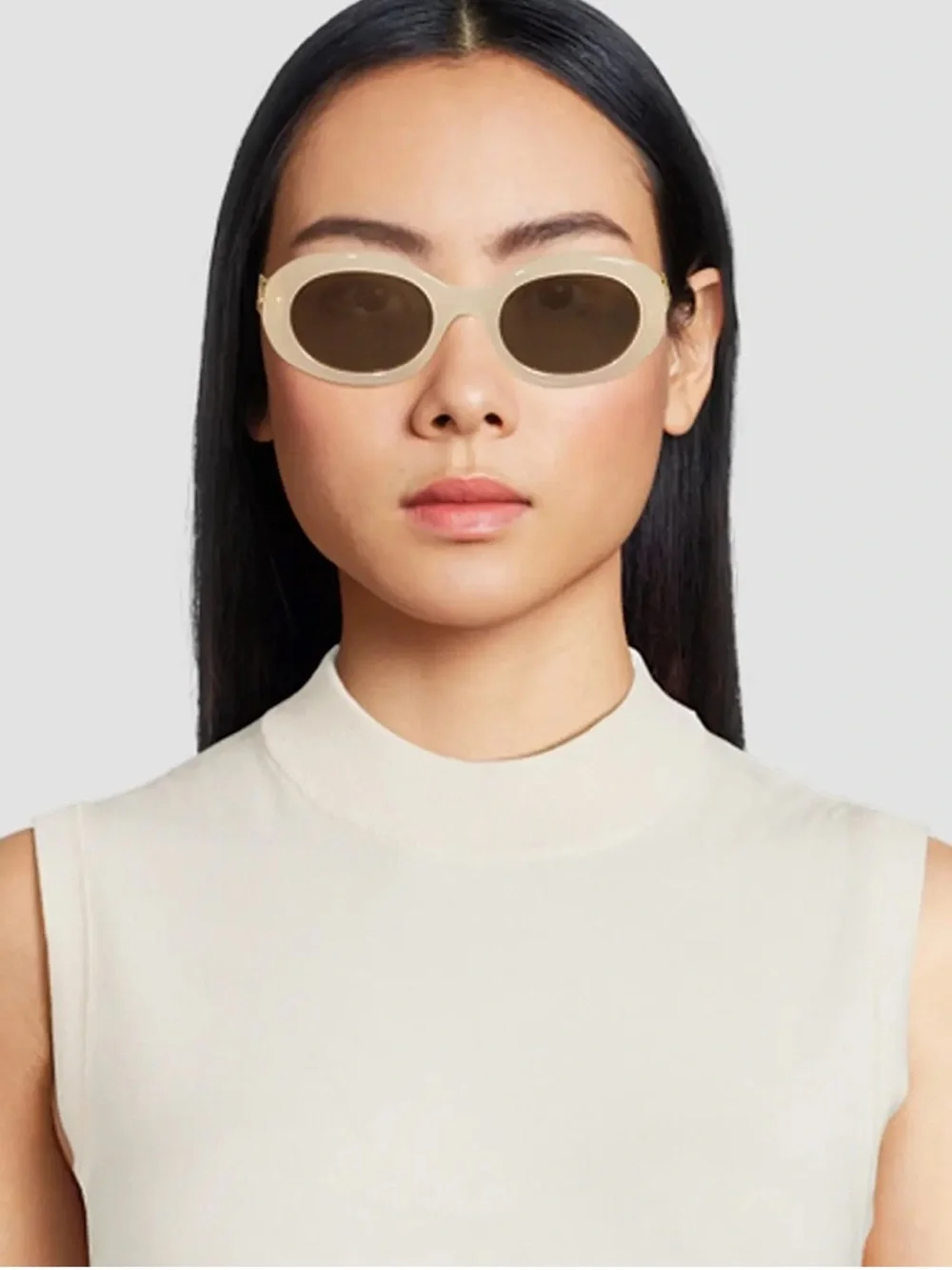 Celine Eyewear Triomphe oval acetate sunglasses, white, 52 mm, gently used